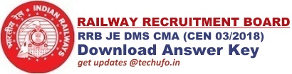RRB JE Answer Key Download DMS CMA CBT Question Paper Solutions