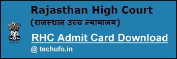 Rajasthan High Court Admit Card Download RHC JA JJA Clerk Grade II Hall Ticket