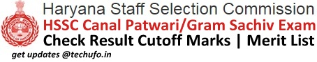 HSSC Canal Patwari Results Cutoff Marks Merit List