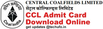 CCL Mining Sirdar Admit Card Download