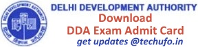 DDA Exam Admit Card Download
