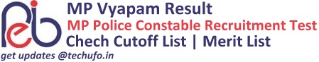 MP Vyapam Police Constable Recruitment Test Result Cutoff Marks Merit List