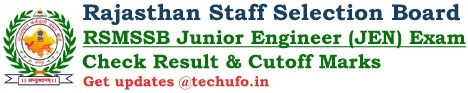 RSMSSB Rajasthan JEN Result Junior Engineer Cutoff Marks Merit List