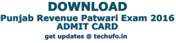 Punjab Patwari Admit Card