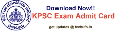 KPSC Exam Admit Card Hall Ticket