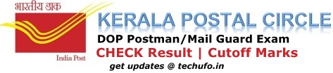 DOP Kerala Postal Postman Mail Guard Exam Result Cutoff Marks