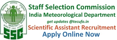 SSC IMD Scientific Assistant Recruitment Apply Online