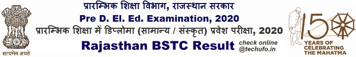 Rajasthan BSTC Result Pre D.El.Ed. Scorecard Cutoffs Counselling Date