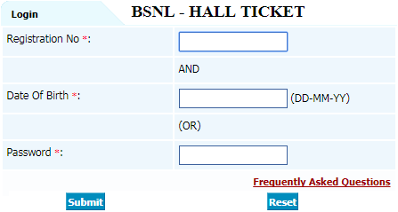 BSNL Exam Admit Card Hall Ticket