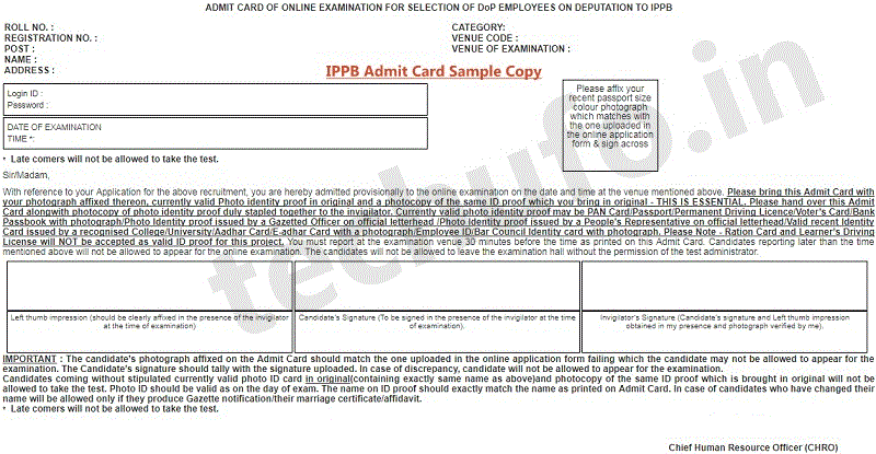 IPPB Call Letter Sample Copy