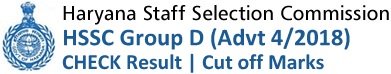 HSSC Group D Result Merit List Cut off Marks