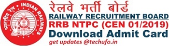 RRB NTPC Admit Card Download