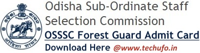 OSSSC Forest Guard Admit Card Download FG Admission Letter