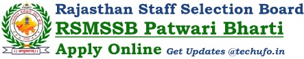 RSMSSB Patwari Recruitment Rajasthan Notification Online Form