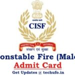 CISF Constable Fireman Admit Card CT Fire Exam Date Call Letter Hall Ticket www.cisfrectt.in