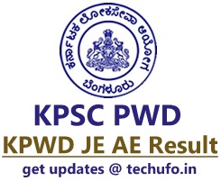 KPSC Karnataka PWD Result KPWD JE AE Results Cutoff Marks Merit List Selection