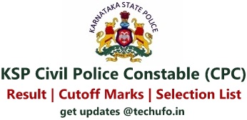 KSP Civil Police Constable Result Cut off Marks Selection List Download PDF