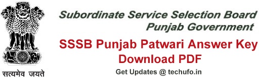 Punjab Patwari Answer Key Download PSSSB Zilladar Clerk Exam Answer Sheet PDF