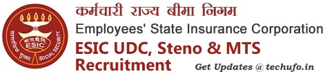 ESIC Recruitment Notification Apply Online MTS UDC Steno Vacancies www.esic.nic.in
