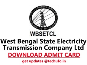 WBSETCL Admit Card AE JE AM Jr Executive Office Executive Technician Gr-III Call Letter Download www.wbsetcl.in