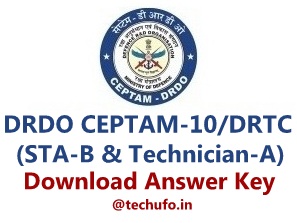 DRDO CEPTAM 10 Answer Key STA-B Tech-A Exam Paper Solution Sheet Sets drdo.gov.in