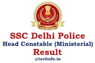 Delhi Police Head Constable Ministerial Result SSC DP HCM Merit List Cutoff Marks ssc.nic.in