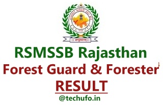 RSMSSB Forester & Forest Guard Result Rajasthan Vanpal Vanrakshak Merit List Cut-off Marks rsmssb.rajasthan.gov.in
