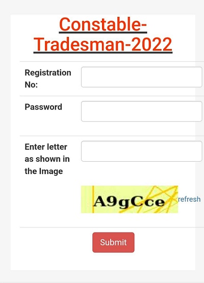 CISF Tradesman Admit Card Login Link Page