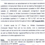 BSF Tradesman Written Exam Admit Card Release Date 2023 Notice