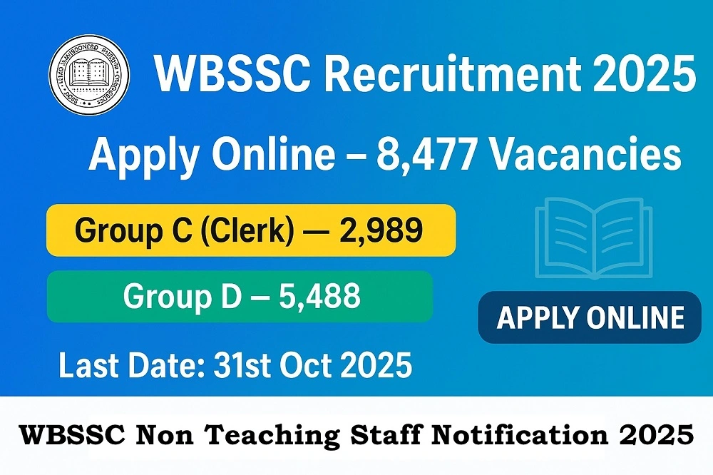 WBSSC Group C and D Recruitment 2025 1st SLST Notification Non Teaching Staff Jobs Apply Online Application Form